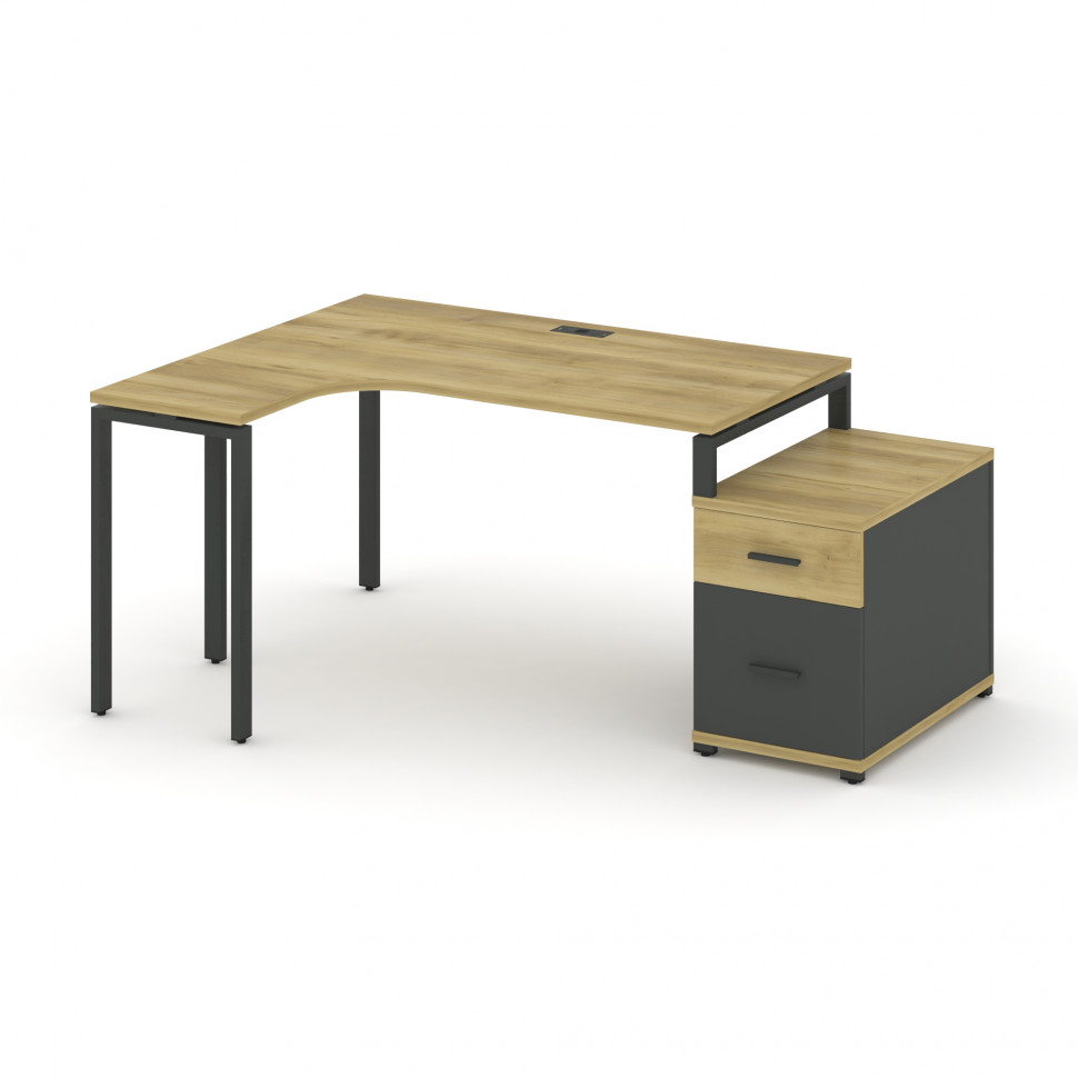 Concept Стол эргономичный с опорной тумбой CN.SA-304(L) A Дуб Винченцо/Антрацит/Металл Антрацит 1580