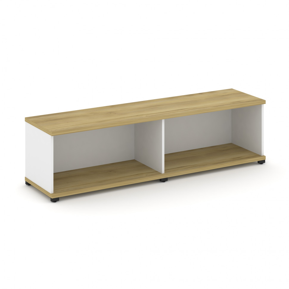 Concept Стеллаж 2 широкие секции, 1 ниша CN.STS-120 Дуб Винченцо/Белый Бриллиант/Металл Черный 1668*