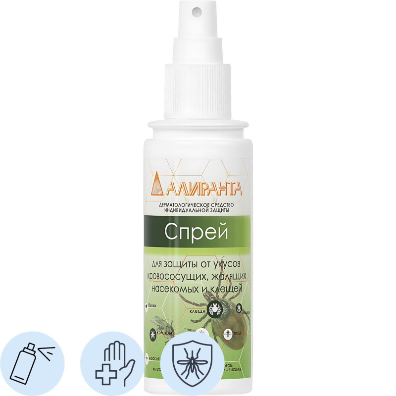 Спрей для защиты от укусов кровососущих насекомых, 200 мл АЛИРАНТА  30004