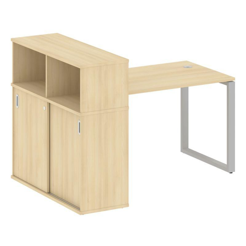Metal System Стол письменный с шкафом-купе на О-образном м/к БО.РС-СШК-3.2 Т Акация Лорка/Металл Сер