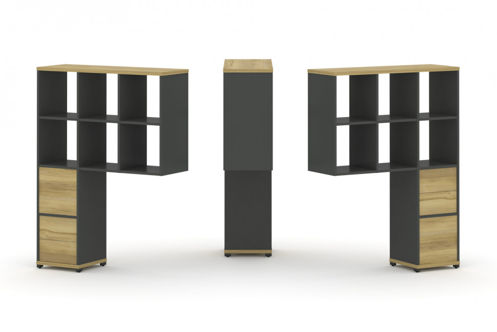 Concept Надставка высокая CN.DNV-008 Дуб Винченцо/Антрацит/Металл Антрацит 1099*350*1486