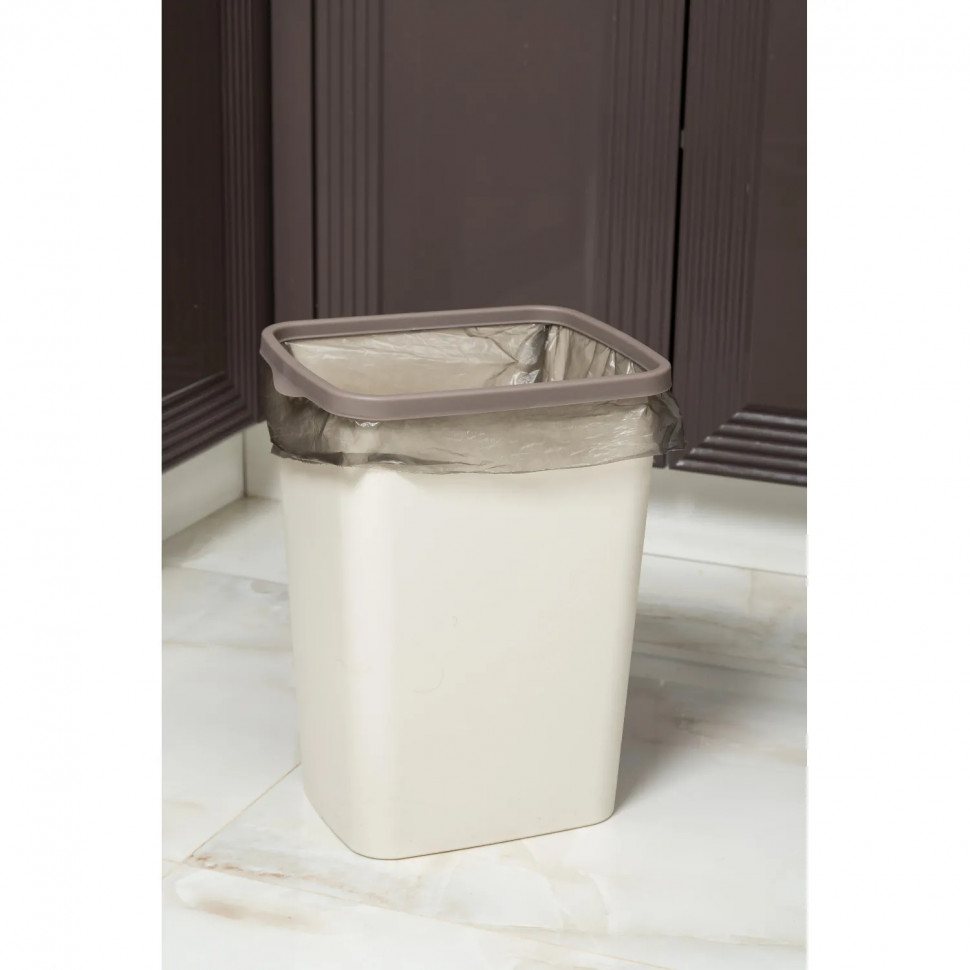 Ведро мусорное пластик с фиксатором Tandem 20л (слон.кость/шоколад) _842226