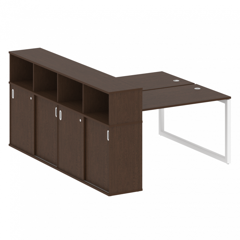 Metal System Quattro Рабочая станция с шкафом-купе на О-образном м/к 50БО.РС-СШК-4.3 Т Венге Цаво/Ме