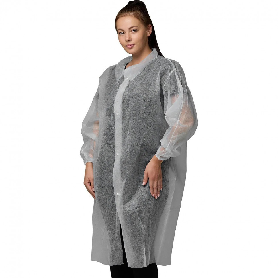 Халат н/с процед, рук.рез, 4кн, XXL(56-58), пл 20, бел, Комус, 10шт/уп