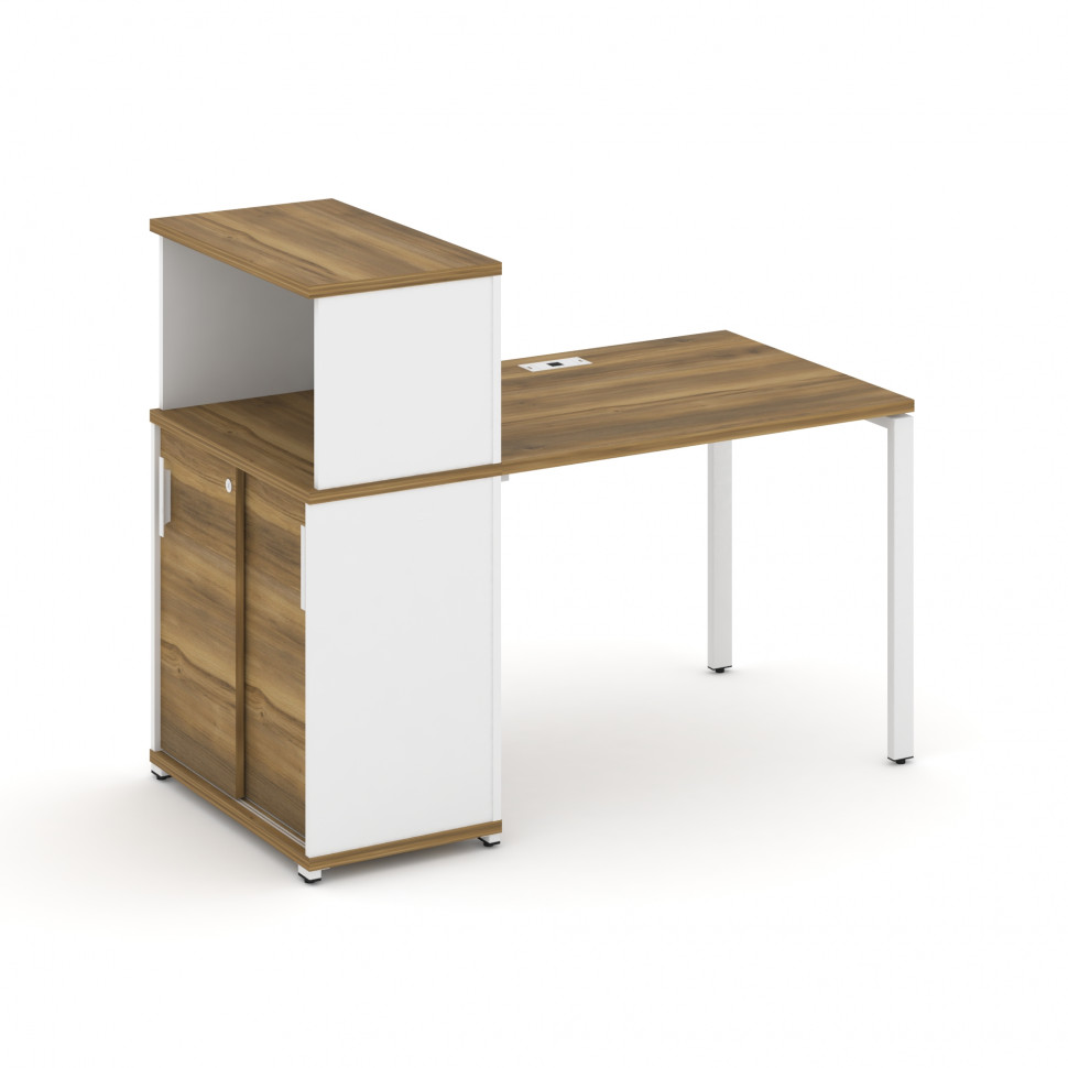 Concept Стол рабочий с опорным шкафом-купе с надставкой низ. CN.SP-237 W Сандал Янтарный/Белый Брилл Concept Стол рабочий с опорным шкафом-купе с надставкой низ. CN.SP-237 W Сандал Янтарный/Белый Брилл