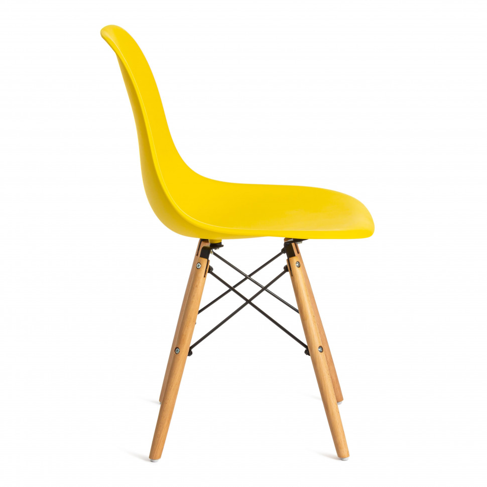 Стул CINDY (EAMES) (mod. 001) дерево бук/металл/сиденье пластик, 51x46x82см, желтый/yellow