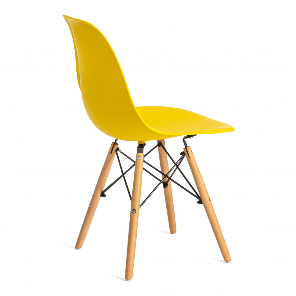 Стул CINDY (EAMES) (mod. 001) дерево бук/металл/сиденье пластик, 51x46x82см, желтый/yellow