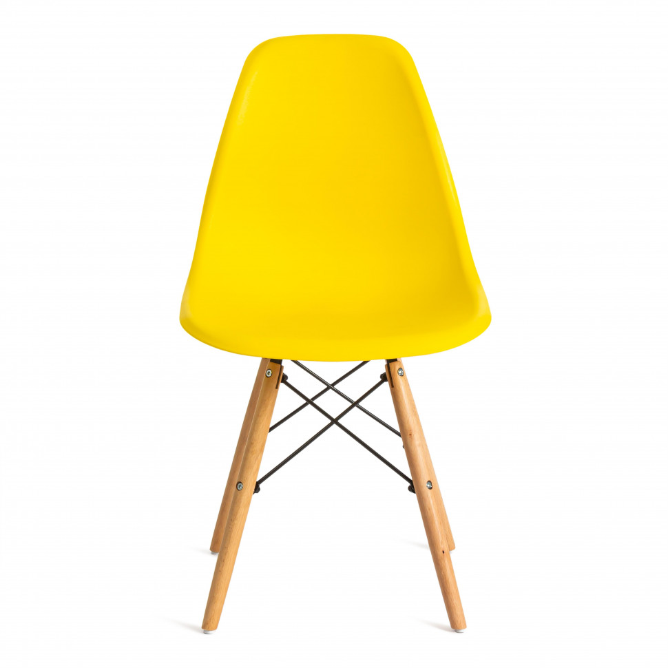 Стул CINDY (EAMES) (mod. 001) дерево бук/металл/сиденье пластик, 51x46x82см, желтый/yellow