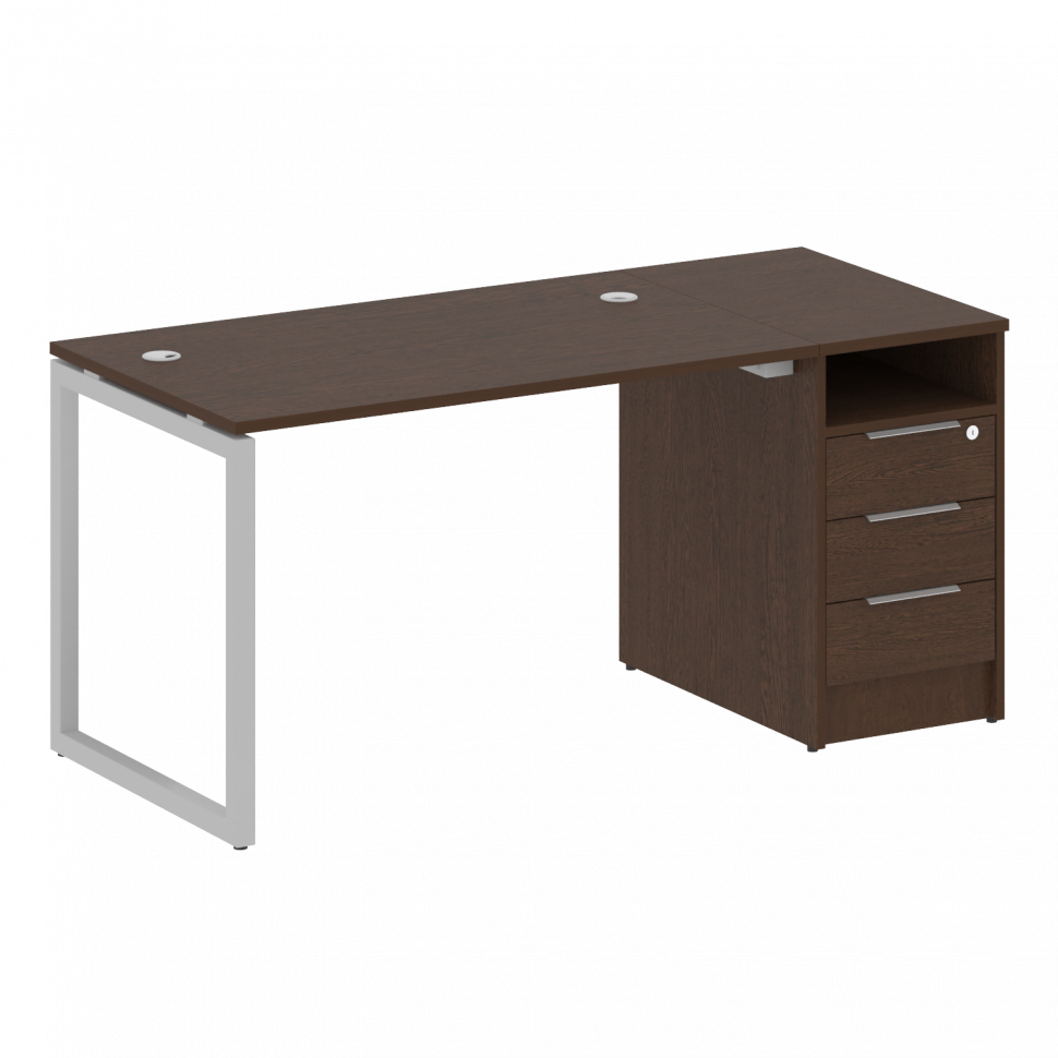 Metal System Quattro Рабочая станция с тумбой на О-образном м/к 40БО.РС-СТП-1.2 Венге Цаво/Металл Се