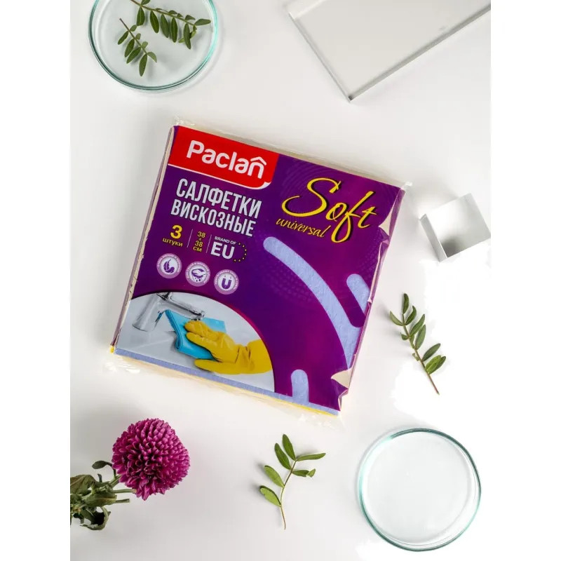 Салфетки хозяйственные вискозные Soft Universal 38х38см, 3шт/уп
