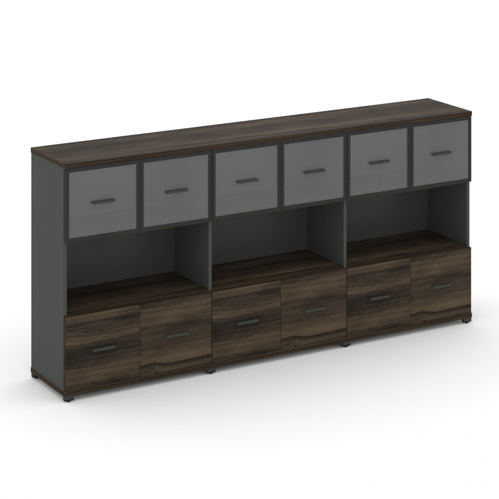 Concept Шкаф 3 широкие секции, 3 ниши CN.STS-335 RPB A Дуб Мали/Антрацит/Металл Антрацит/Прозрачный