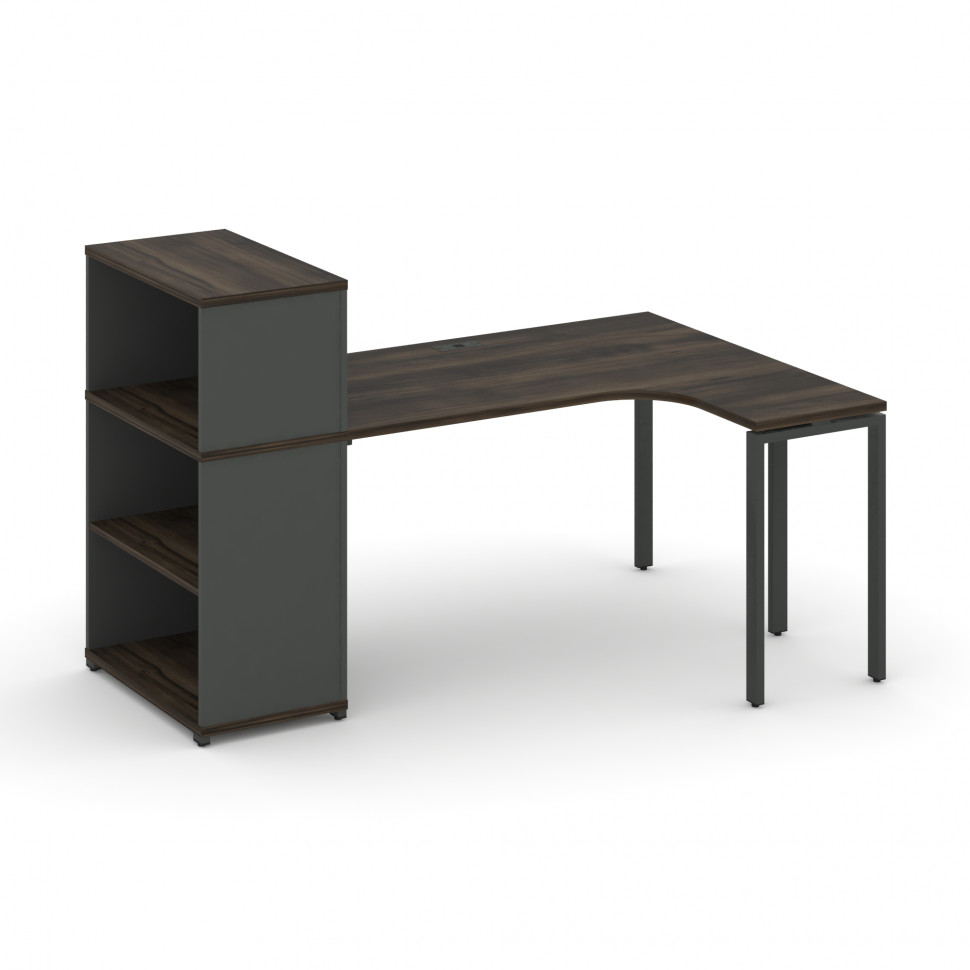 Concept Стол эргономичный с опорным стеллажом с надставкой низ. CN.SA-206(R) Дуб Мали/Антрацит/Метал Concept Стол эргономичный с опорным стеллажом с надставкой низ. CN.SA-206(R) Дуб Мали/Антрацит/Метал