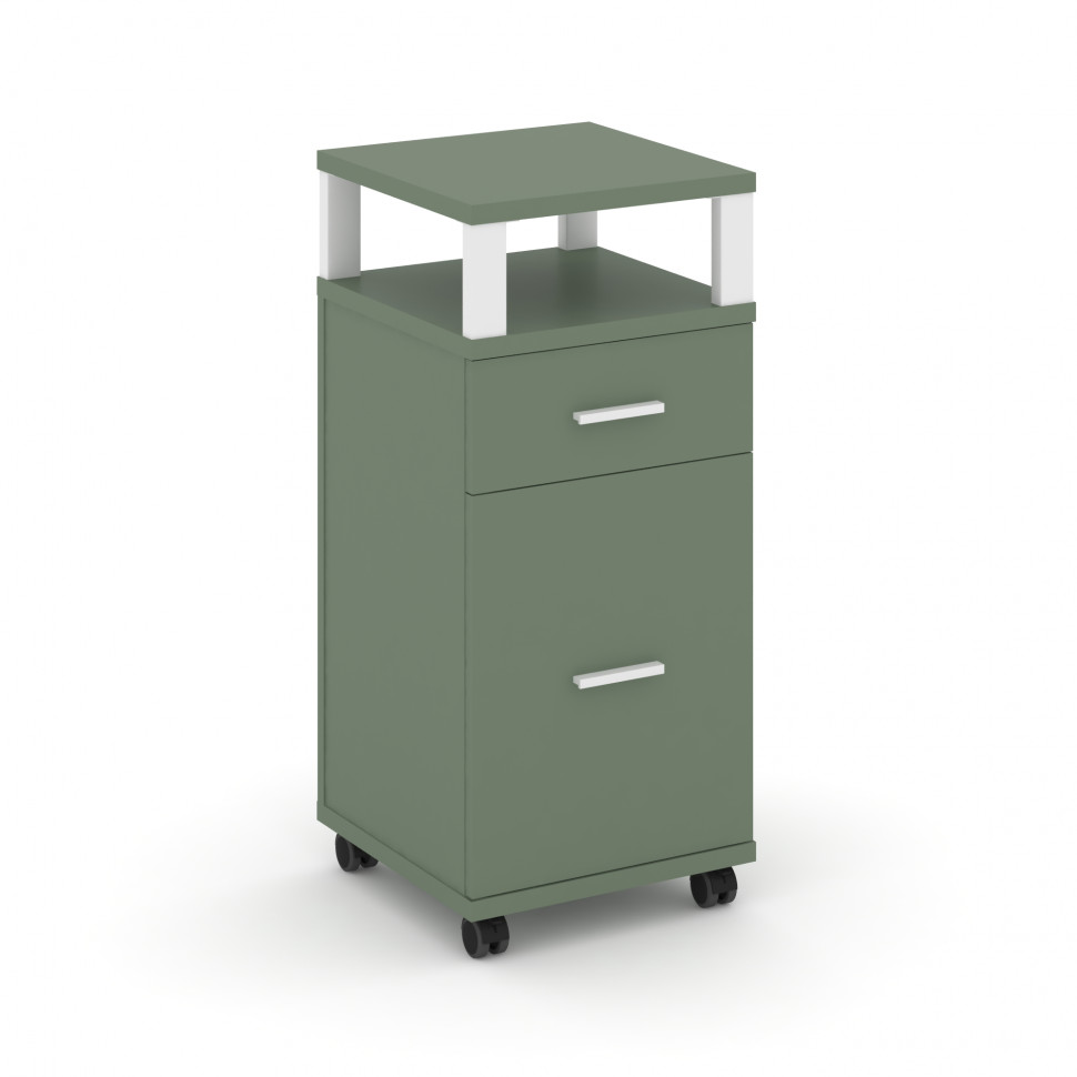 Concept Тумба мобильная 1 ящ.+1 распаш. фасад с надставкой CN.TUM-012 W Кобо/Металл Белый 420*420*94