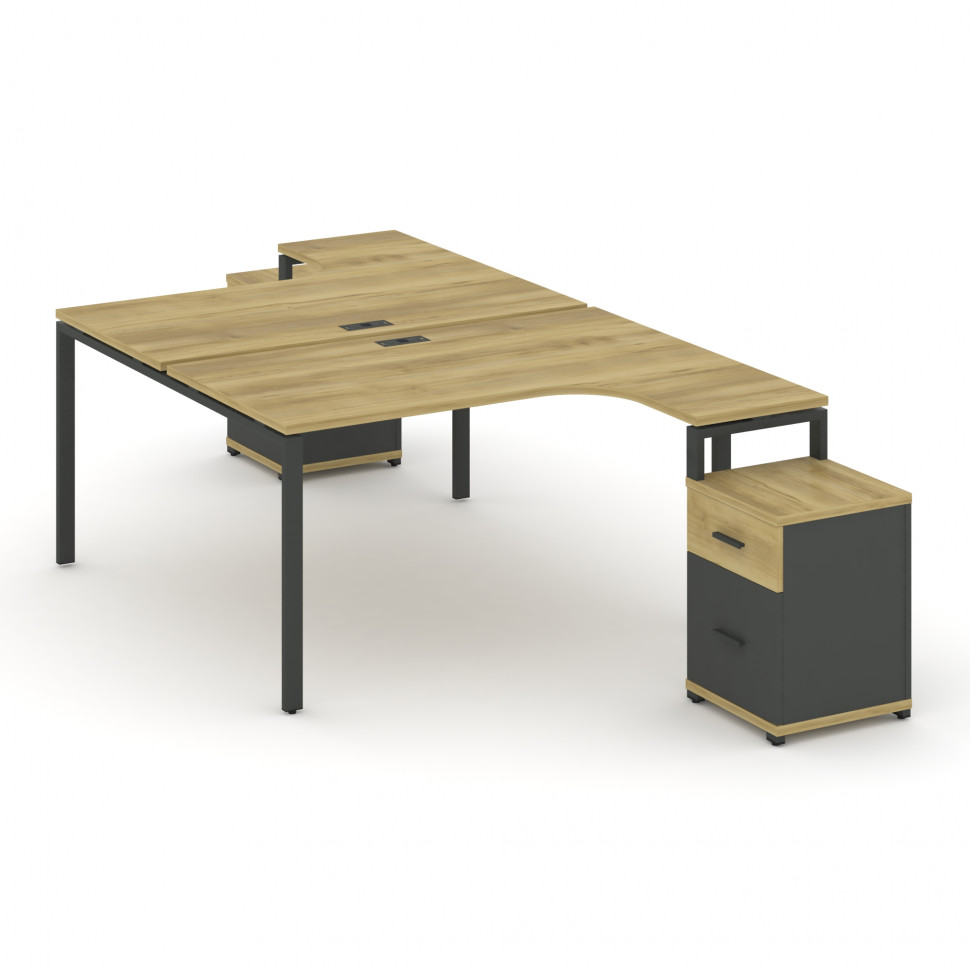 Concept Рабочая станция с 2 опорными тумбами CN.DSA-307 A Дуб Винченцо/Антрацит/Металл Антрацит 1380