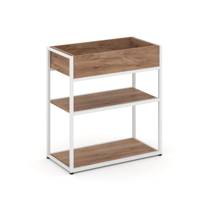 Rift Стеллаж металлический низкий приставной  RF.STM-011 Дуб Табак/Металл Белый 596*350*750