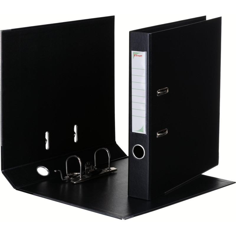 Папка-регистратор Комус Стандарт 50мм черная, ПБП2, карм.кор., мет.уг