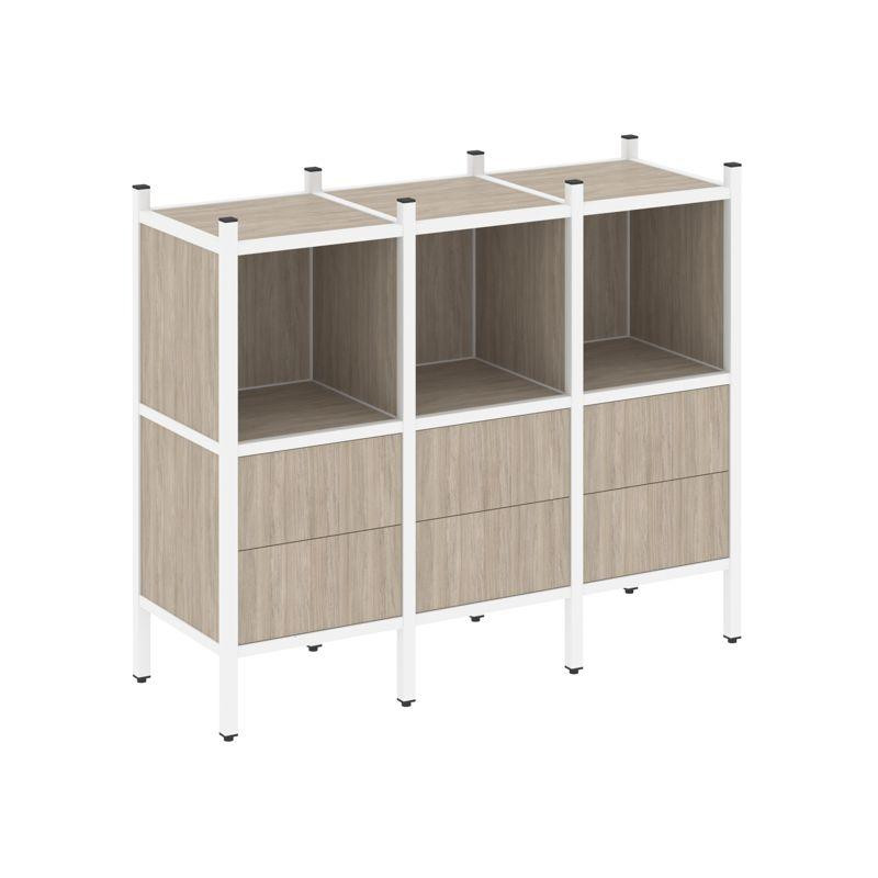 Loft Прямой стеллаж VR.L-07 Дуб Аттик/Металл Белый 1278*446*1047 Loft Прямой стеллаж VR.L-07 Дуб Аттик/Металл Белый 1278*446*1047