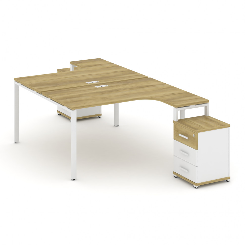 Concept Рабочая станция с 2 опорными тумбами CN.DSA-305 W Дуб Винченцо/Белый Бриллиант/Металл Белый