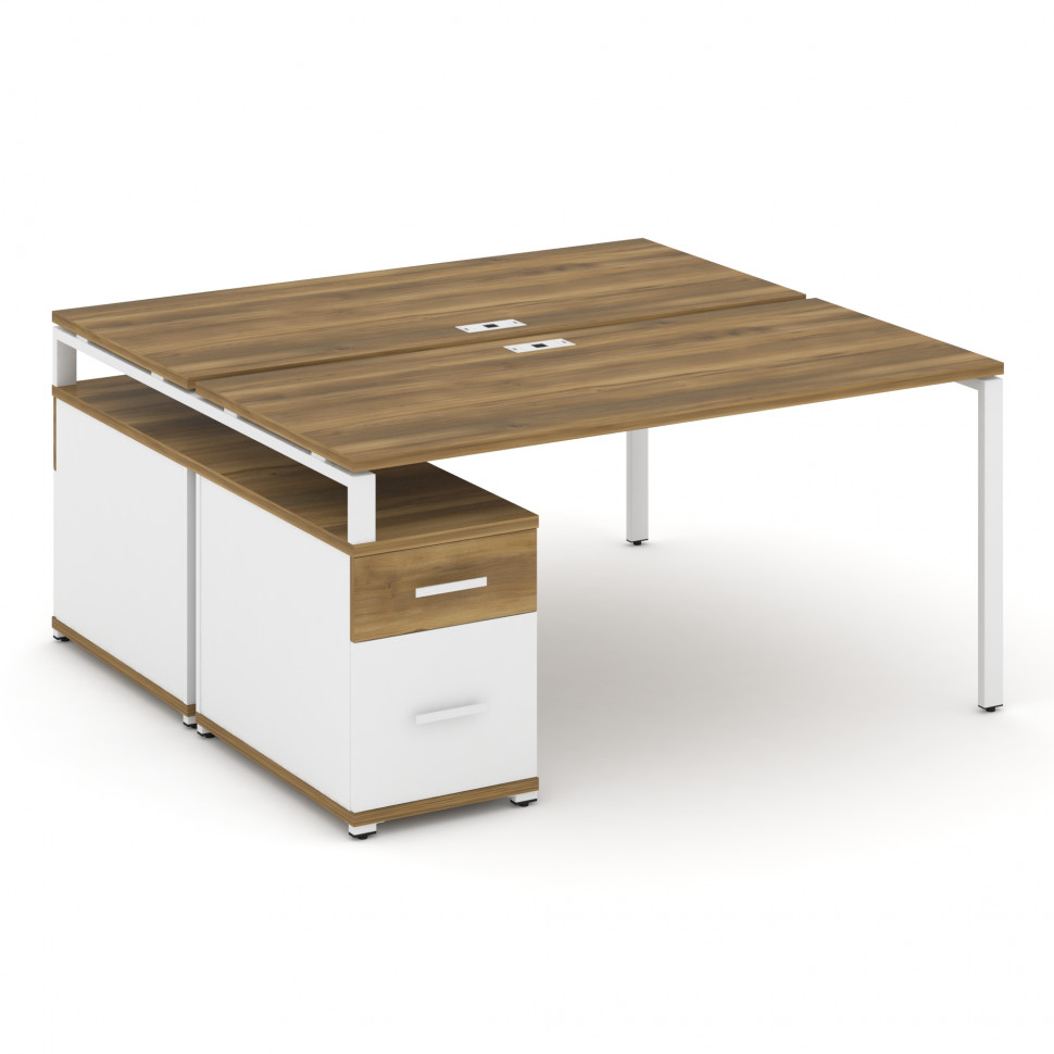 Concept Рабочая станция 2 места с двухсторонней опорной тумбой CN.DRS-308 W Сандал Янтарный/Белый Бр