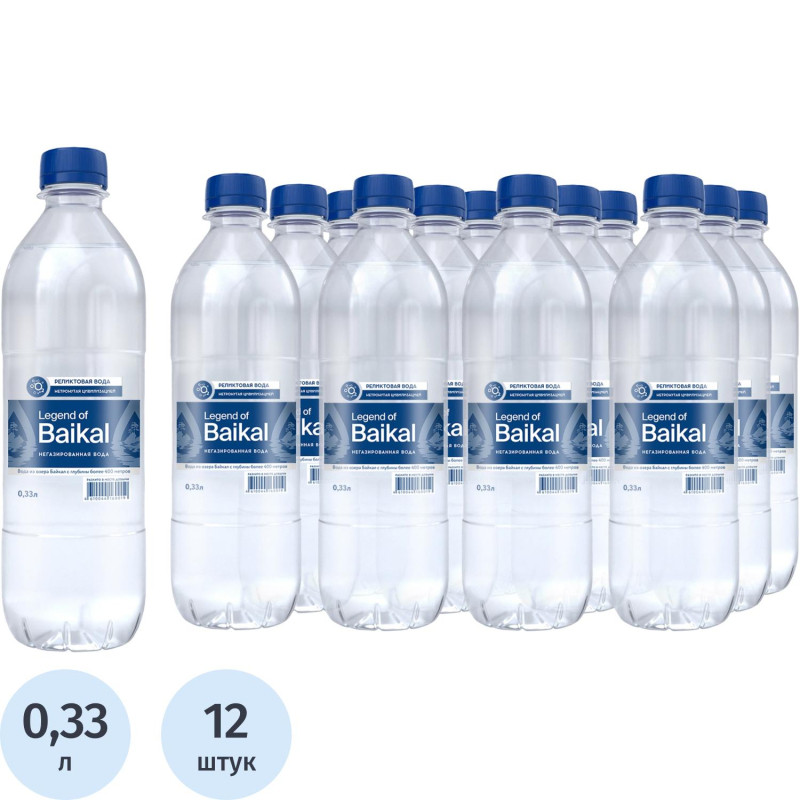Вода питьевая LEGEND of BAIKAL негаз., 0,33л ПЭТ (U)