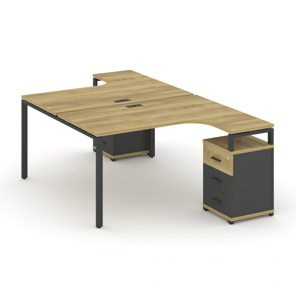 Concept Рабочая станция с 2 опорными тумбами CN.DSA-305 A Дуб Винченцо/Антрацит/Металл Антрацит 1380