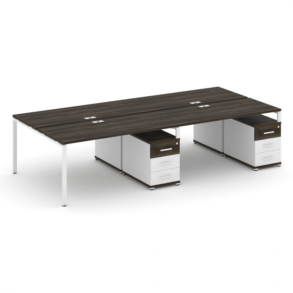 Concept Рабочая станция 4 места с 2 двухсторонними опорными тумбами CN.DRS-320 W Дуб Мали/Белый Брил Concept Рабочая станция 4 места с 2 двухсторонними опорными тумбами CN.DRS-320 W Дуб Мали/Белый Брил