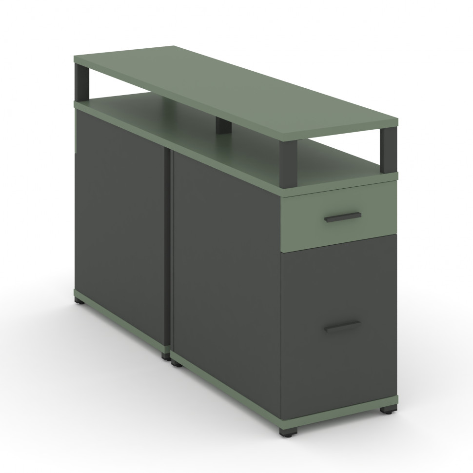 Concept Тумба двухсторонняя опорная/приставная 1 ящ.+1 распаш. фасад с надставкой. CN.DTGO-006 A Коб Concept Тумба двухсторонняя опорная/приставная 1 ящ.+1 распаш. фасад с надставкой. CN.DTGO-006 A Коб