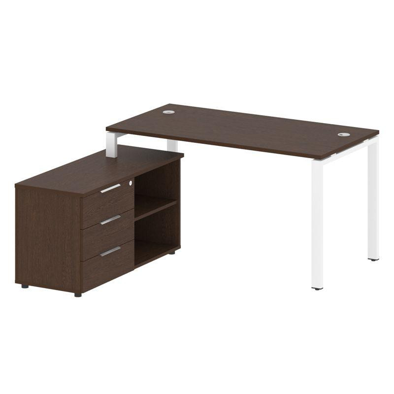 Metal System Рабочая станция с тумбой на П-образном м/к БП.РС-СТС-2.3 (L) Венге Цаво/Металл Белый 15