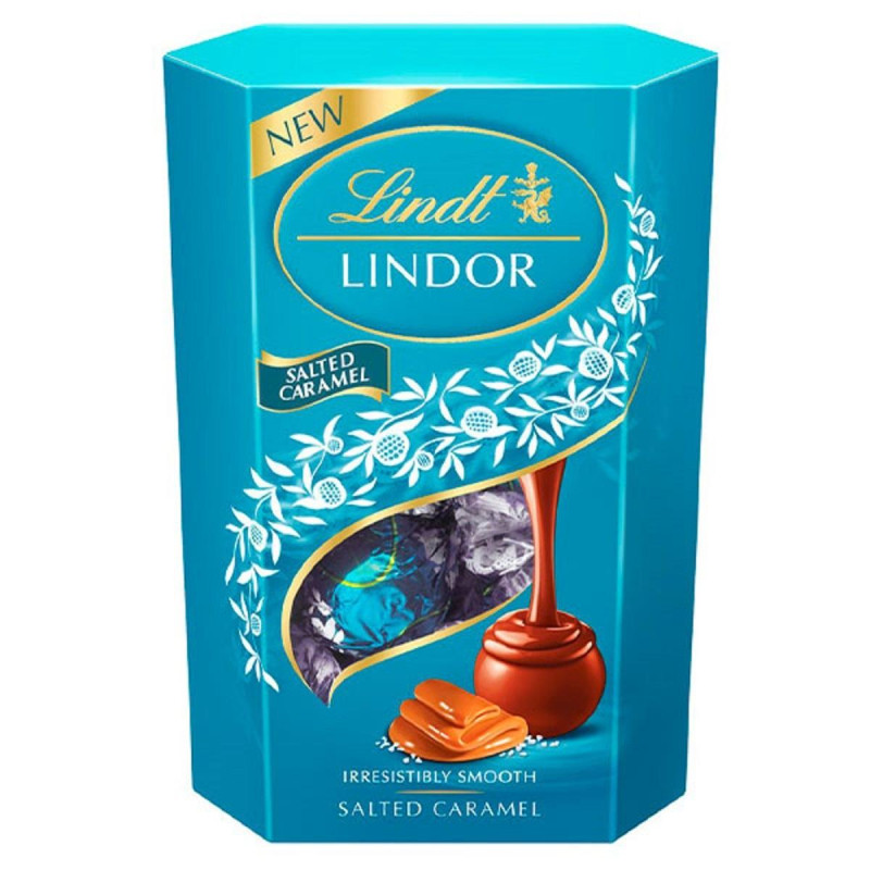 Конфеты LINDOR из молочного шоколада с солью и карамельной нач пралине,200г