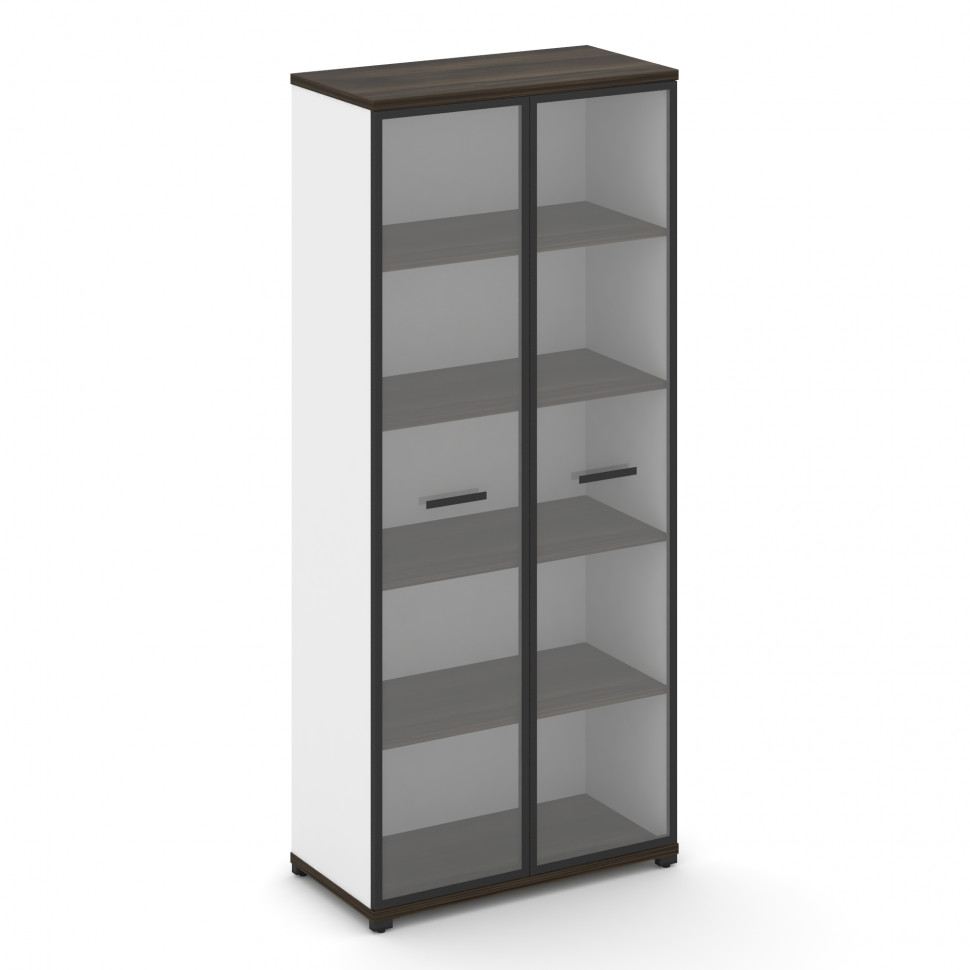 Concept Шкаф 1 широкая секция, 5 ниш CN.STS-518 RPB B Дуб Мали/Белый Бриллиант/Металл Черный/Прозрач