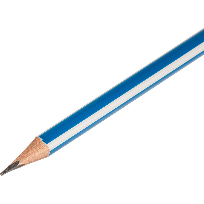 Карандаш чернографитный Attache White Ray, трехгранный, с ласт, синий/белый