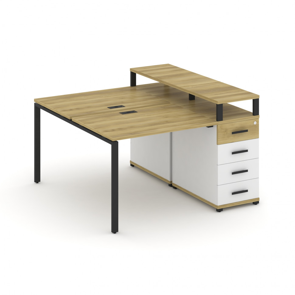 Concept Рабочая станция с 1 опорной тумбой CN.DRS-409 B Дуб Винченцо/Белый Бриллиант/Металл Черный 1 Concept Рабочая станция с 1 опорной тумбой CN.DRS-409 B Дуб Винченцо/Белый Бриллиант/Металл Черный 1