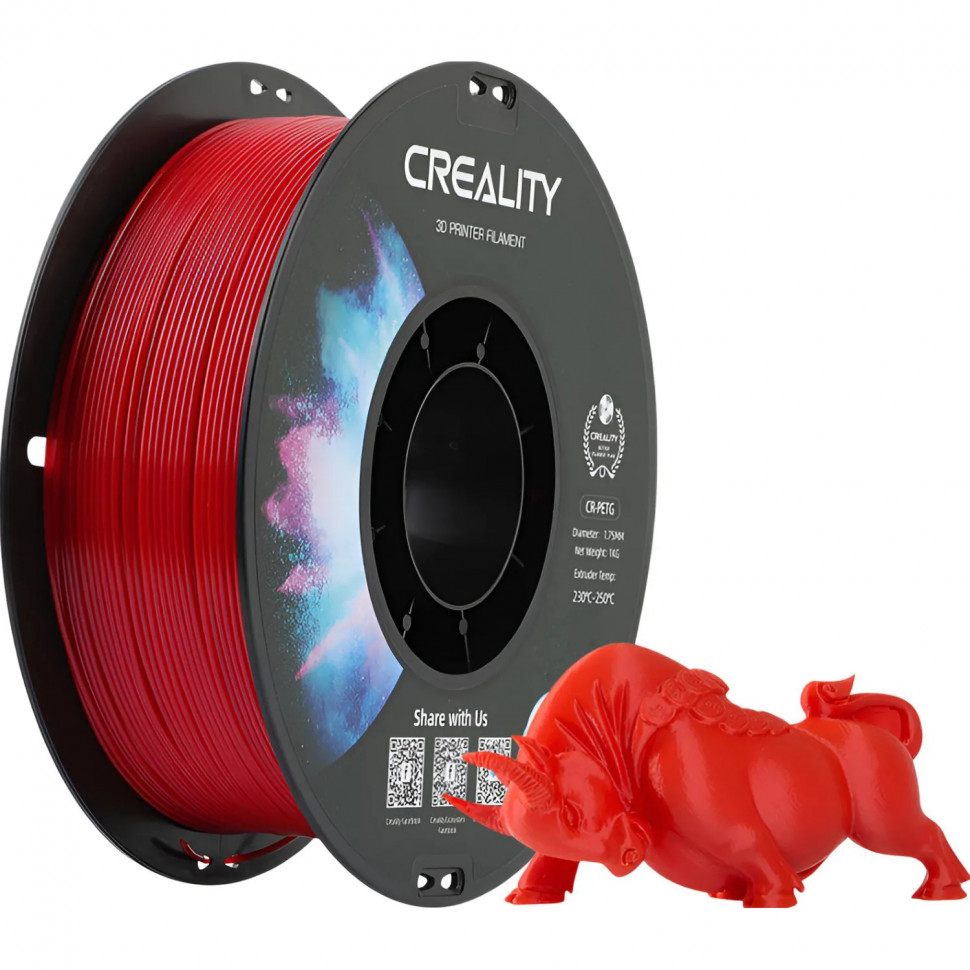 Пластик CR-PETG- Creality 1.75 мм 1кг, красная (3301030038)