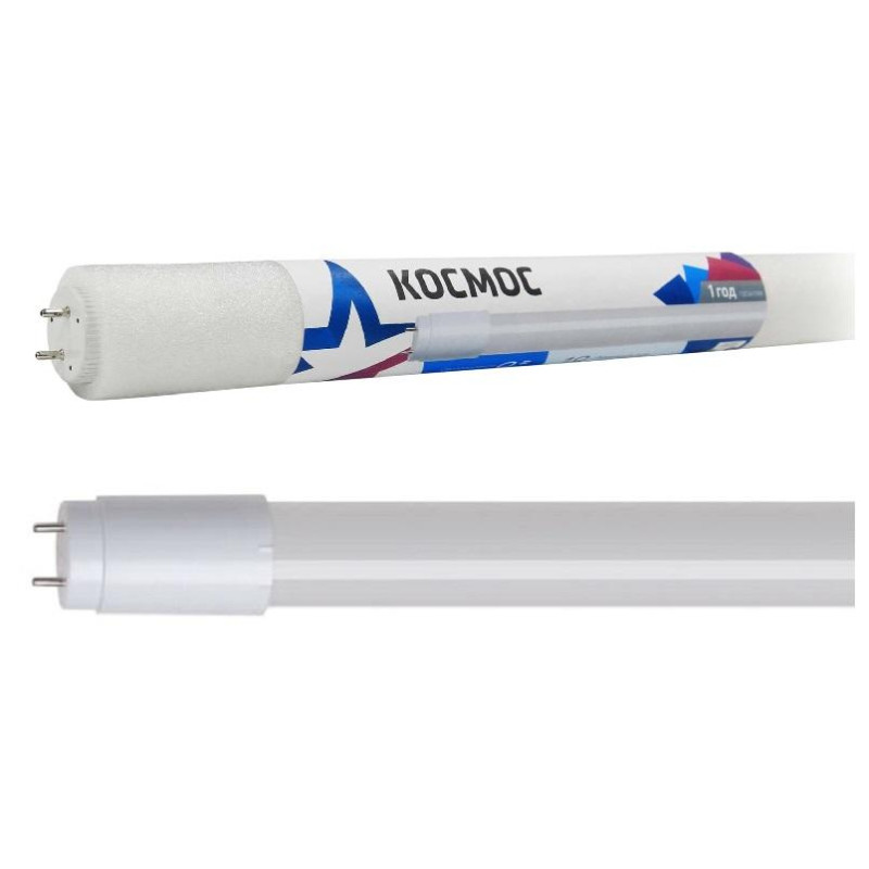 Лампа светодиодная Космос Lksm_LED10wG13T865GL 10Вт G13 Т8 6500K холод.бел
