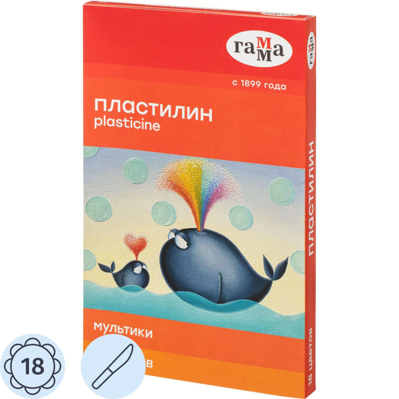 Пластилин Гамма Мультики 18цв 360гр со стеком к/к