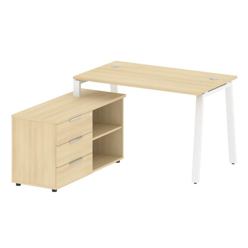 Metal System Рабочая станция с тумбой на А-образном м/к БА.РС-СТС-2.2 (L) Акация Лорка/Металл Белый