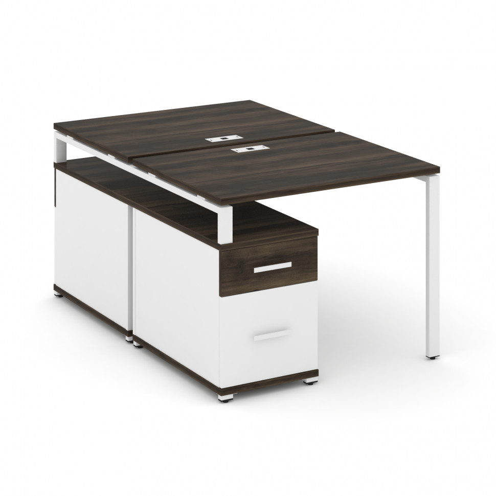 Concept Рабочая станция 2 места с двухсторонней опорной тумбой CN.DRS-305 W Дуб Мали/Белый Бриллиант