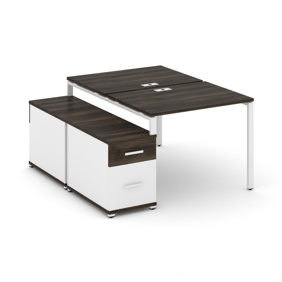 Concept Рабочая станция 2 места с двухсторонней опорной тумбой CN.DRS-305 W Дуб Мали/Белый Бриллиант