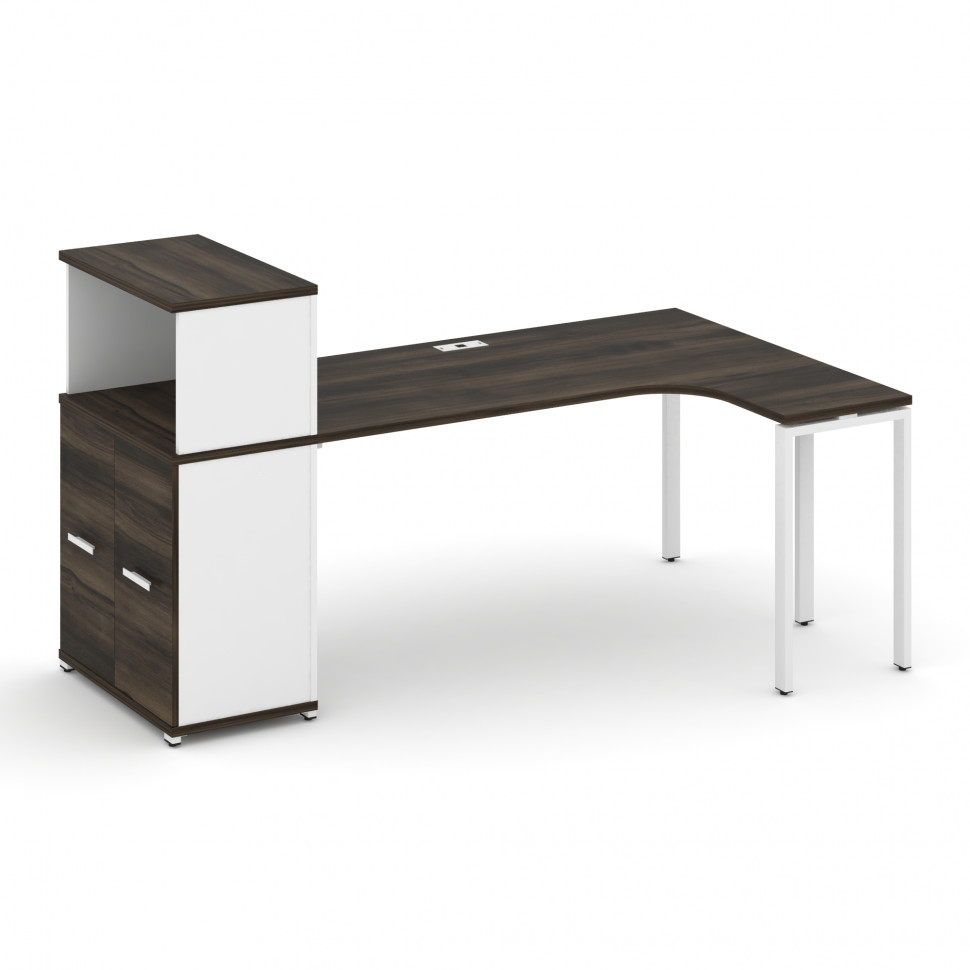Concept Стол эргономичный с опорным распаш. шкафом с надставкой низ. CN.SA-214(R) W Дуб Мали/Белый Concept Стол эргономичный с опорным распаш. шкафом с надставкой низ. CN.SA-214(R) W Дуб Мали/Белый