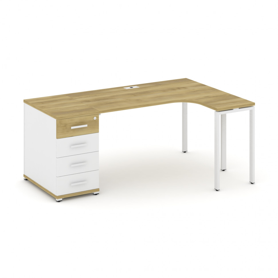 Concept Стол эргономичный CN.SA-401(R) W Дуб Винченцо/Белый Бриллиант/Металл Белый 1800*1180*750