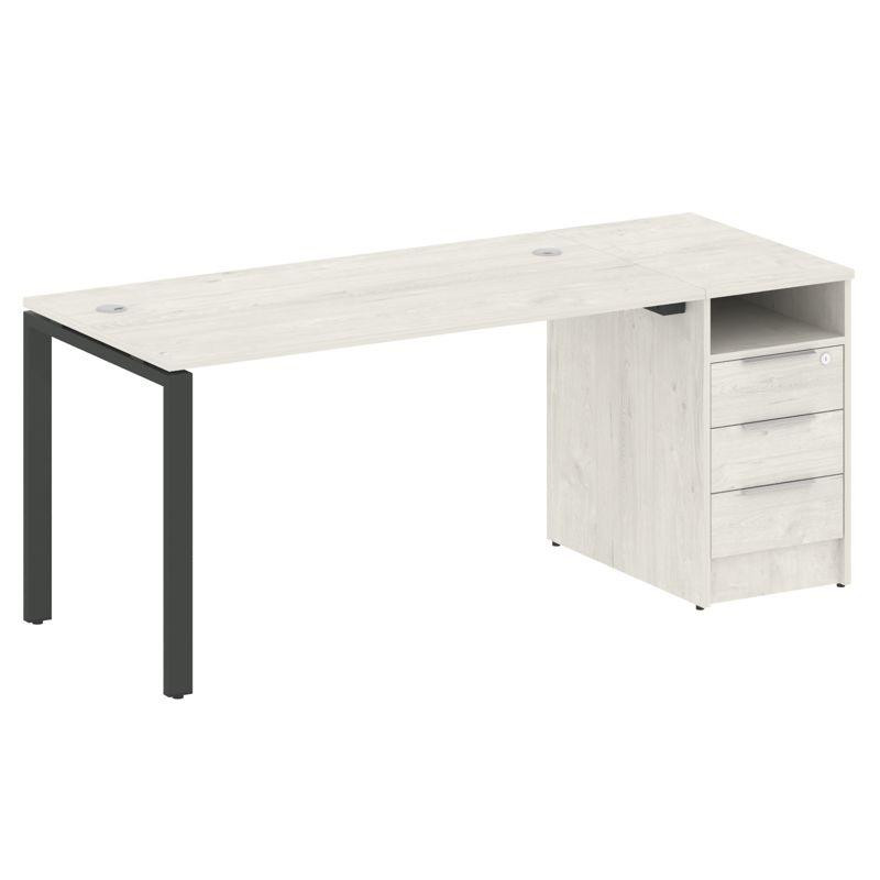 Metal System Рабочая станция с тумбой на П-образном м/к БП.РС-СТП-1.3 Дуб Наварра/Металл Антрацит 18