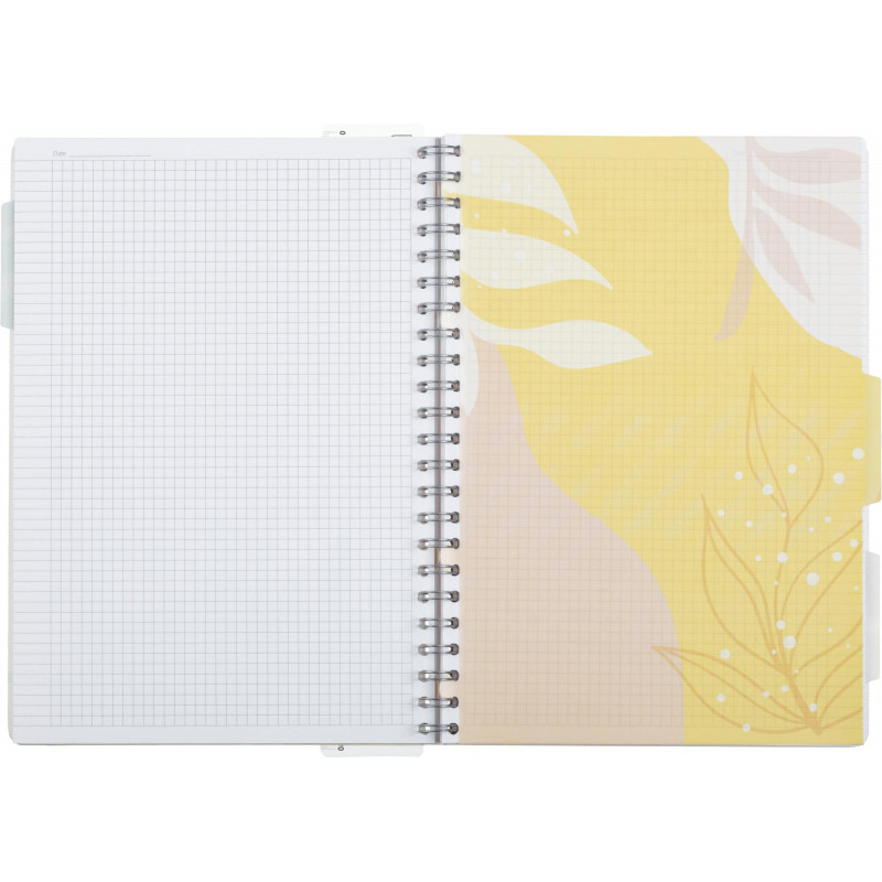 Бизнес-тетрадь 120л,клетка,А4 Flora 2,пласт.обл,серебр.спир,3раздел,линейка