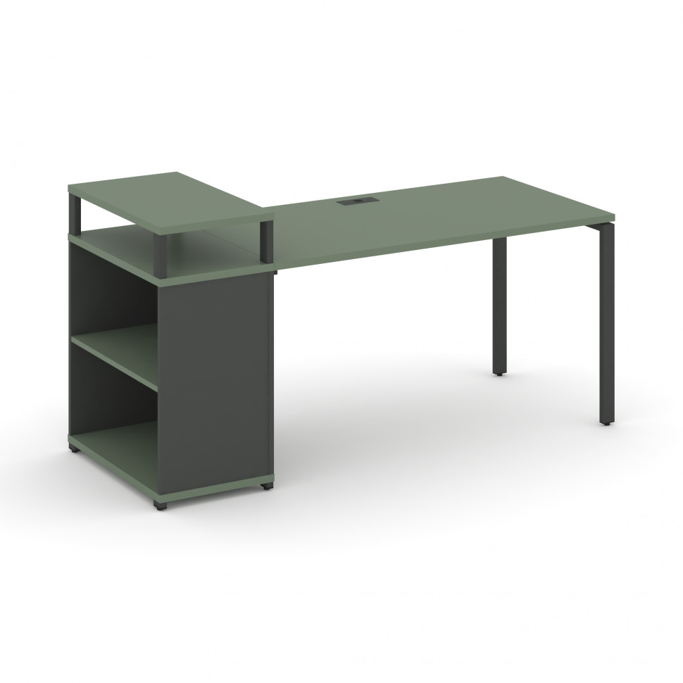 Concept Стол рабочий с опорным стеллажом с верх. горизонтом  CN.SP-205 Кобо/Антрацит/Металл Антрацит