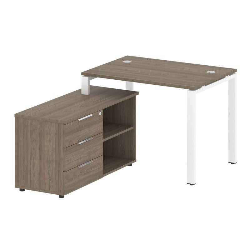 Metal System Рабочая станция с тумбой на П-образном м/к БП.РС-СТС-2.1 (L) Вяз Благородный/Металл Бел