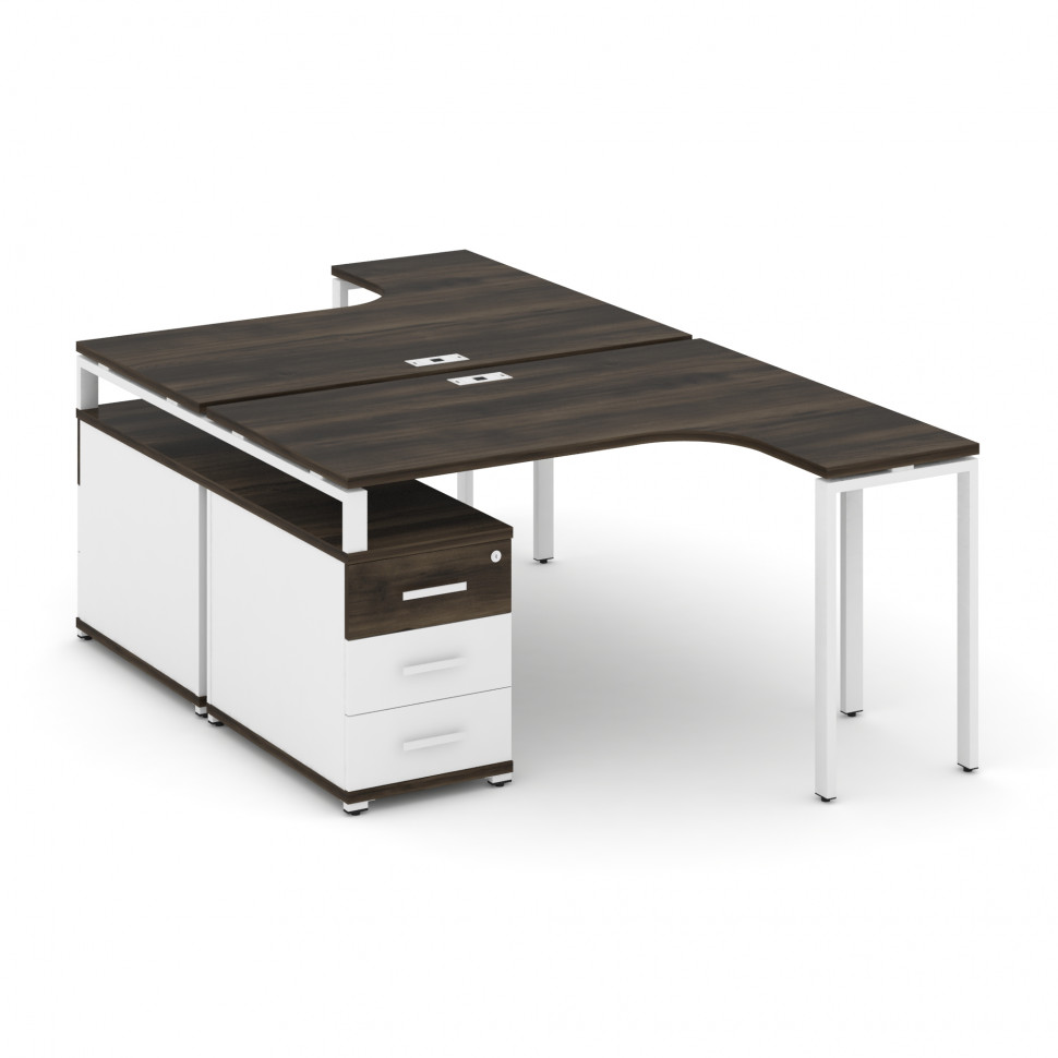 Concept Рабочая станция с двойной опорной тумбой CN.DSA-301 W Дуб Мали/Белый Бриллиант/Металл Белый