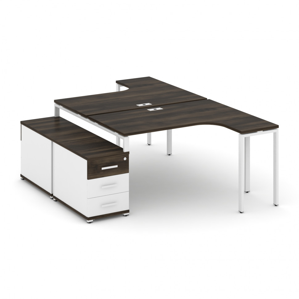 Concept Рабочая станция с двойной опорной тумбой CN.DSA-301 W Дуб Мали/Белый Бриллиант/Металл Белый