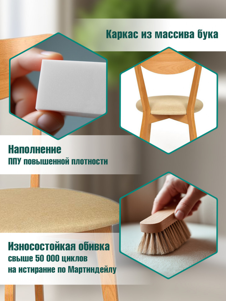 Стул мягкое сиденье/ цвет сиденья - Бежевый MAXI (Макси) каркас бук, сиденье ткань, натуральный ( бук )