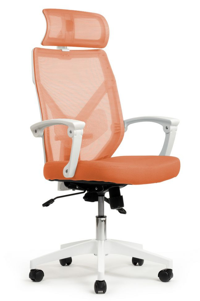 Кресло OLIVER W-203AC Белый пластик/Оранжевая сетка