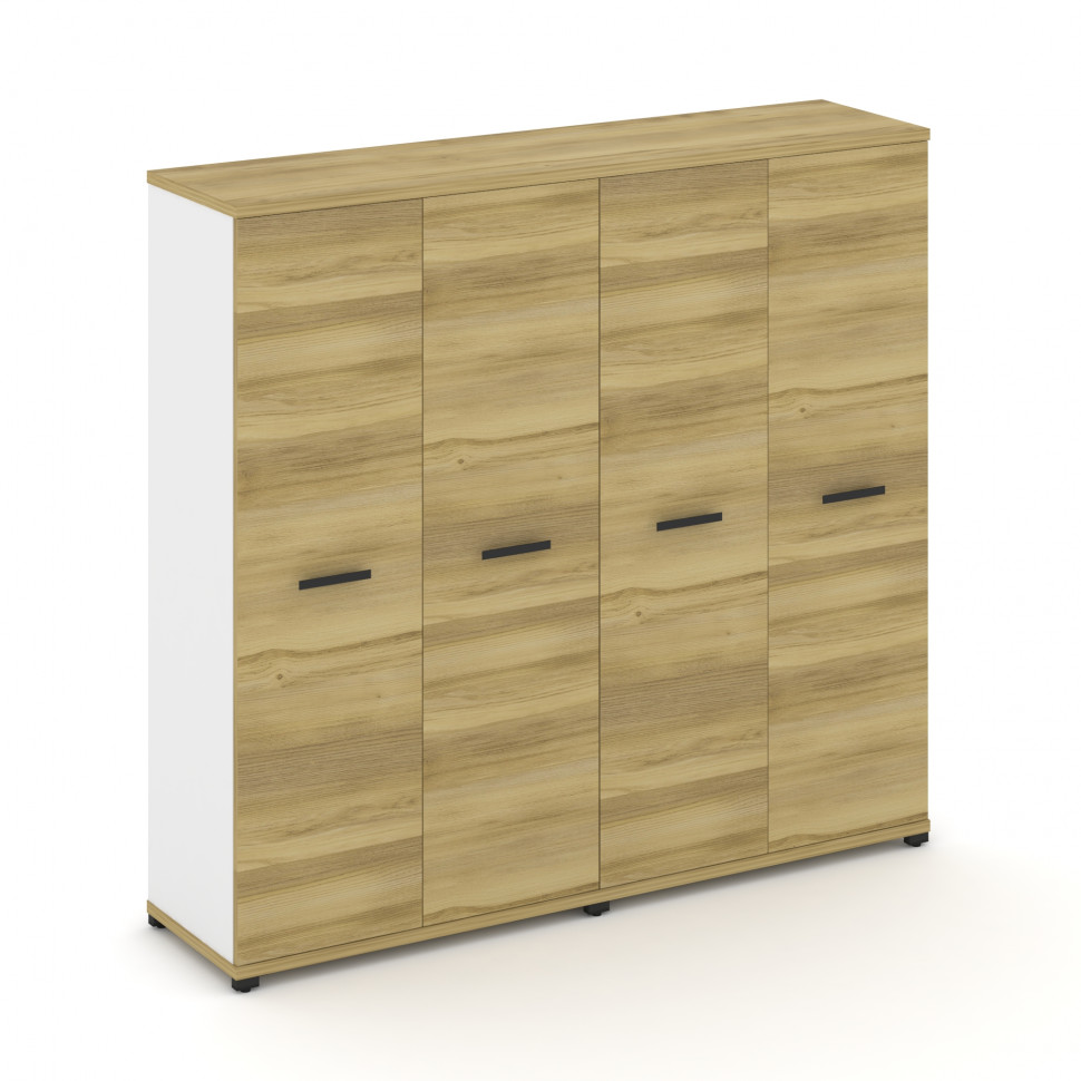 Concept Шкаф 2 широкие секции, 4 ниши CN.STS-426 B Дуб Винченцо/Белый Бриллиант/Металл Черный 1668*4