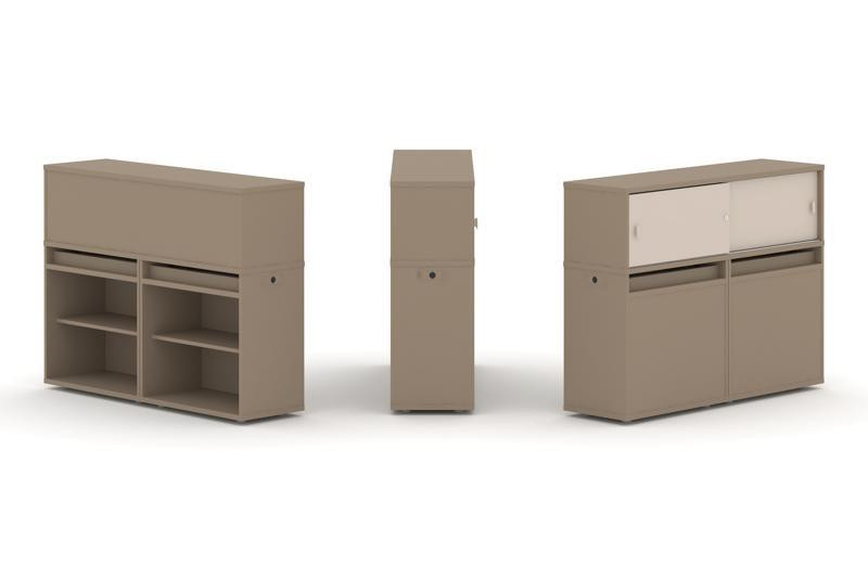 Estetica Набор №2. Тумба двойная+низкая надставка ES.NB.2N-2 Латте/Капучино 1500*410*1135